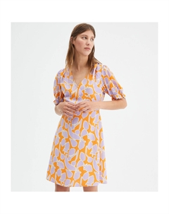 Платье с короткими напускными рукавами и принтом оранжевый Compania fantastica