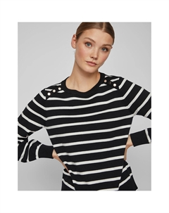 Пуловер-тельняшка вставка с пуговицами черный Laredoute