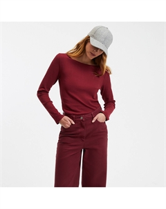 Лонгслив с вырезом лодочка красный Laredoute