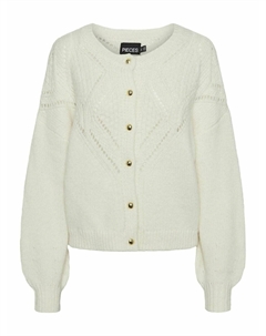 Кардиган с круглым вырезом тонкая вязка на пуговицах белый Pieces