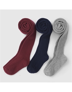 Комплект из трех однотонных рифленых колготок серый La redoute collections