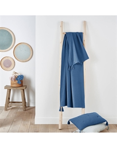 Плед из хлопчатобумажной газовой ткани Kumla синий Laredoute