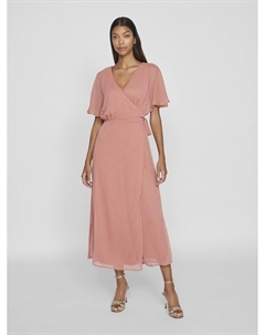 Платье с запахом и короткими рукавами розовый Vila