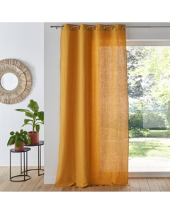 Штора из стиранного льна с люверсами Onega желтый Laredoute