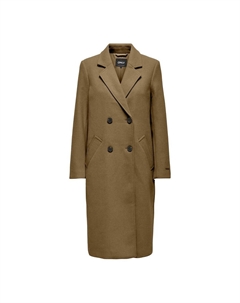 Пальто прямое с двубортной застежкой каштановый Only