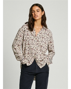 Рубашка струящаяся с принтом PASSION бежевый Pepe jeans