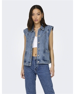 Жакет без рукавов из денима синий Only