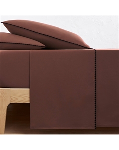 Простыня однотонная из хлопка с вышивкой Merida красный Laredoute