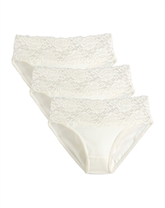 Комплект из 3 трусов-слипов с широкой полосой из кружева белый Laredoute