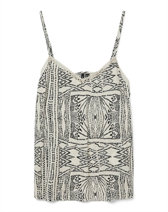 Топ с принтом и V-образным вырезом бежевый Laredoute