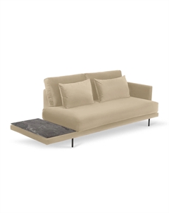 Кушетка из рогожки со столешницей из мрамора черный Laredoute