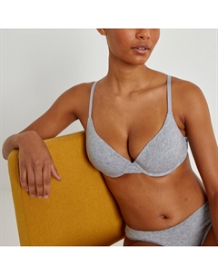 Бюстгальтер однотонный с мягкой подкладкой Cottone серый La redoute collections