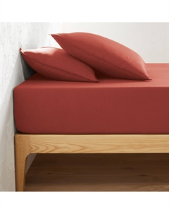 Простыня натяжная из хлопковой фланели клапан 30 см Clara красный Laredoute