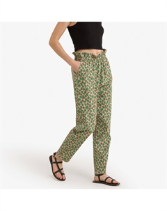 Брюки с высокой посадкой с принтом зеленый Laredoute