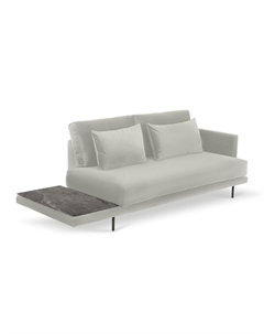 Кушетка из рогожки со столешницей из мрамора серый Laredoute