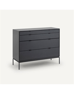 Комод из металла и кожи Ralto черный Laredoute