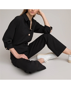 Комбинезон брючный с рубашечным воротником черный Laredoute