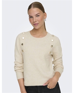 Пуловер с круглым вырезом бежевый Only