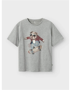 Футболка с принтом собака на скейте серый Laredoute