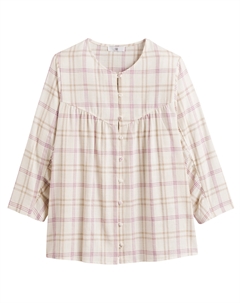 Блузка объемная с круглым вырезом в клетку розовый La redoute collections