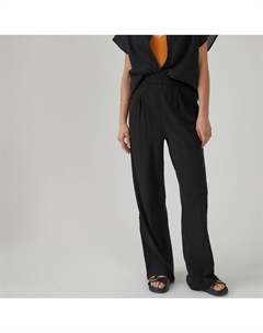 Брюки пляжные широкие из хлопкового крепона черный La redoute collections