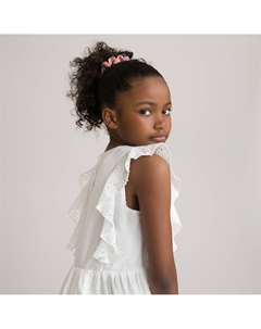 Платье без рукавов английская вышивка 3-12 лет белый La redoute collections