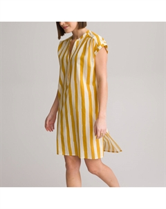 Туника в полоску с тунисским воротником и короткими рукавами желтый Laredoute