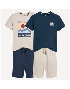 Хлопковая пижама с шортами 2 шт синий La redoute collections