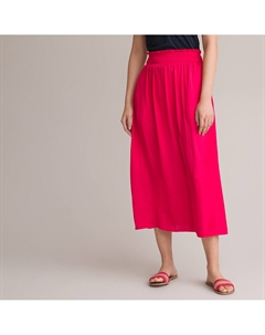 Юбка-миди расклешенная пояс со сборками розовый La redoute collections