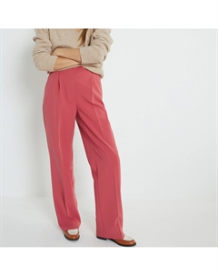 Брюки широкие со складками розовый La redoute collections