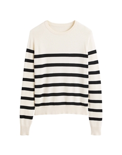 Пуловер базовый с круглым вырезом длинными рукавами принтом в полоску черный La redoute collections