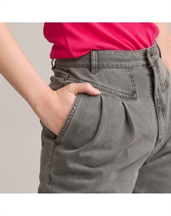 Джинсы мом с вытачками с высокой посадкой серый Laredoute