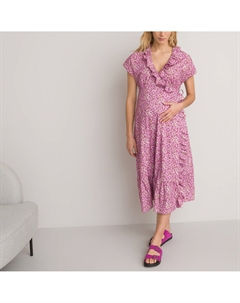 Платье для периода беременности с воланами розовый La redoute collections