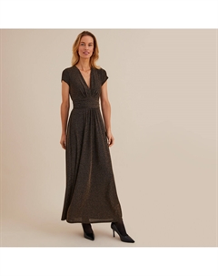 Платье расклешенное длинное с блестящими нитями черный Laredoute