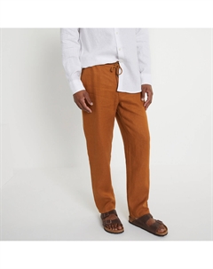 Брюки прямые из льна каштановый La redoute collections
