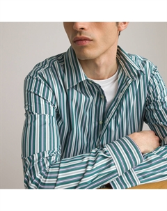 Рубашка зауженного покроя с длинными рукавами зеленый La redoute collections