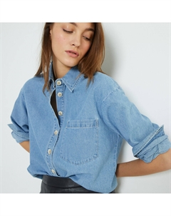 Рубашка из денима с длинными рукавами синий La redoute collections