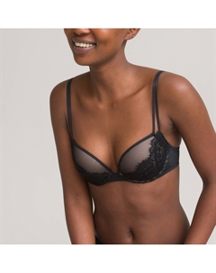 Бюстгальтер пуш-ап из кружева и микрофибры черный La redoute collections