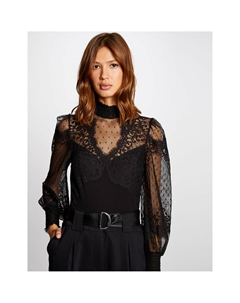 Боди с длинными рукавами с высоким воротником черный Laredoute