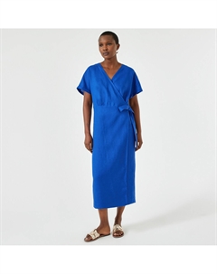 Платье прямое изо льна длина миди синий Anne weyburn