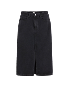 Юбка прямая длинная из денима черный La redoute collections