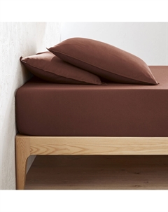 Простыня натяжная из однотонного стираного хлопка высота бортика 30 см Scenario красный Laredoute