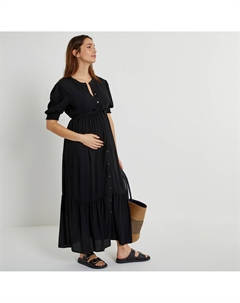 Платье длинное на пуговицах для периода беременности черный Laredoute