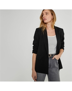 Креповый блейзер свободного покроя без пуговиц черный La redoute collections