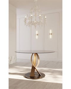 Стол обеденный круглый из стекла до 6 персон золотистый Laredoute