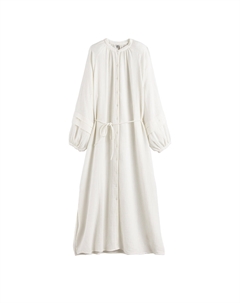 Длинное платье из хлопкового газа пышные рукава белый La redoute collections