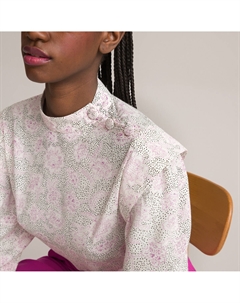 Блузка с воротником-стойкой и длинными рукавами белый Laredoute