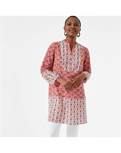 Туника с цветочным принтом тунисским вырезом оранжевый Laredoute