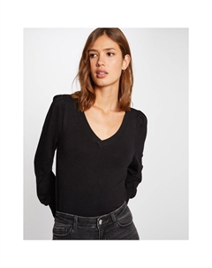 Пуловер с V-образным вырезом мелкой вязки черный Morgan