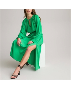 Платье-макси длинное вставки со сборками зеленый La redoute collections